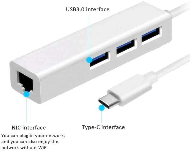 Type C Gigabit LAN + HUB 3.0 3Ports - Silver (IW-CB09)