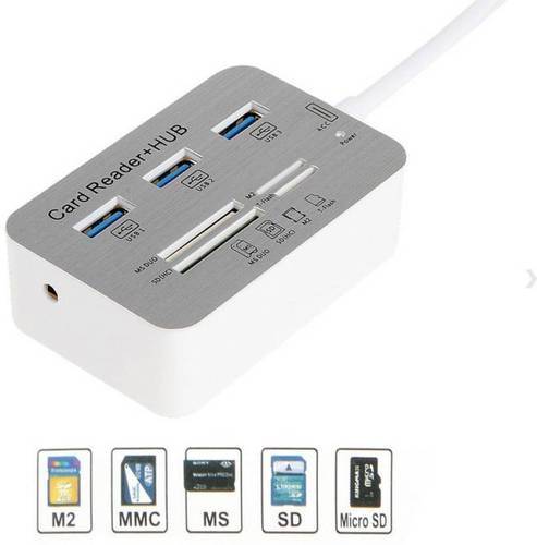 USB3.1 HUB - 3 Ports + Card Reader - Silver (IW-HR04)