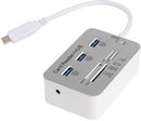 USB3.1 HUB - 3 Ports + Card Reader - Silver (IW-HR04)